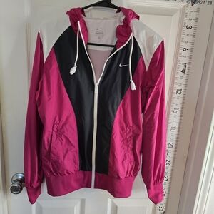 Nike Pink, Black & White Colorblock Bomber Jacket